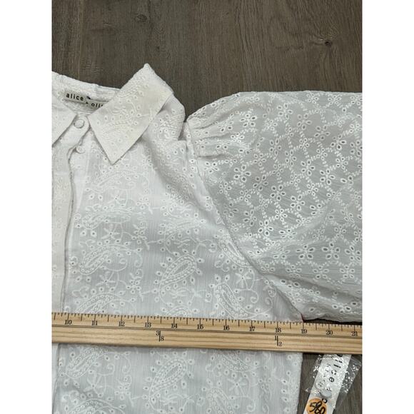 NWT Alice + Olivia‎ Womens White Embroidered Blakesley Jacquard Mini Dress Sz 10 - Picture 15 of 16